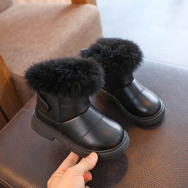 Children's Shoes 2025 Winter Girls' Warm Cotton Boots Wholesale Rabbit Fur Soft Sole Boys' Baby Thick Snow Boots