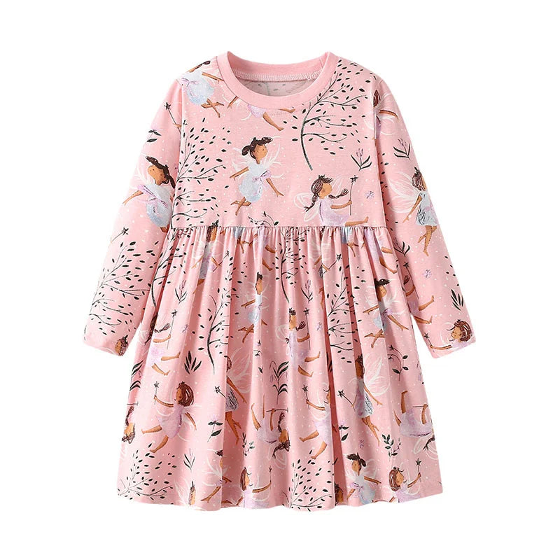 Jumping Meters 2-7T Long Sleeve Princess Girls Dresses Hearts Children's Clothes Party Fashion Kids Frocks