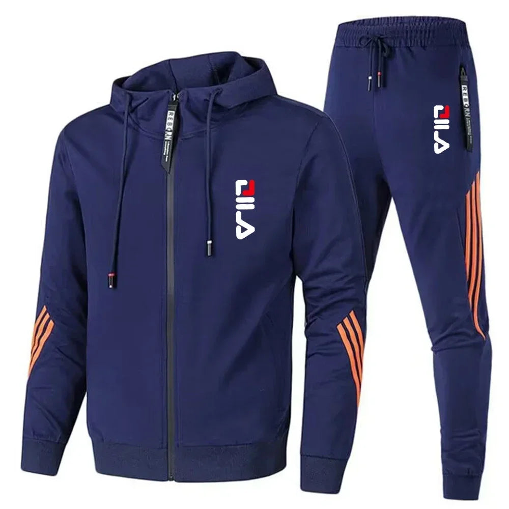 Men's sportswear set for spring and autumn 2025: sporty casual jacket + sport pants, jogging fashion and stylish sport outfit