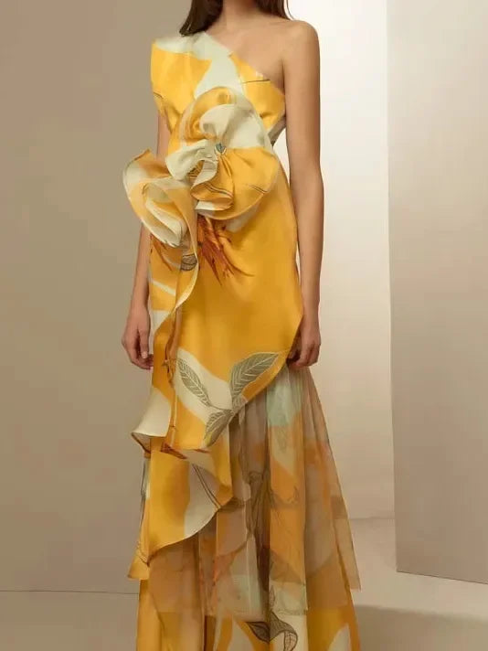 Elegant Vintage French Style Summer Dresses High Waist Casual Printed Crossbody Dresses For Women Sleeveless