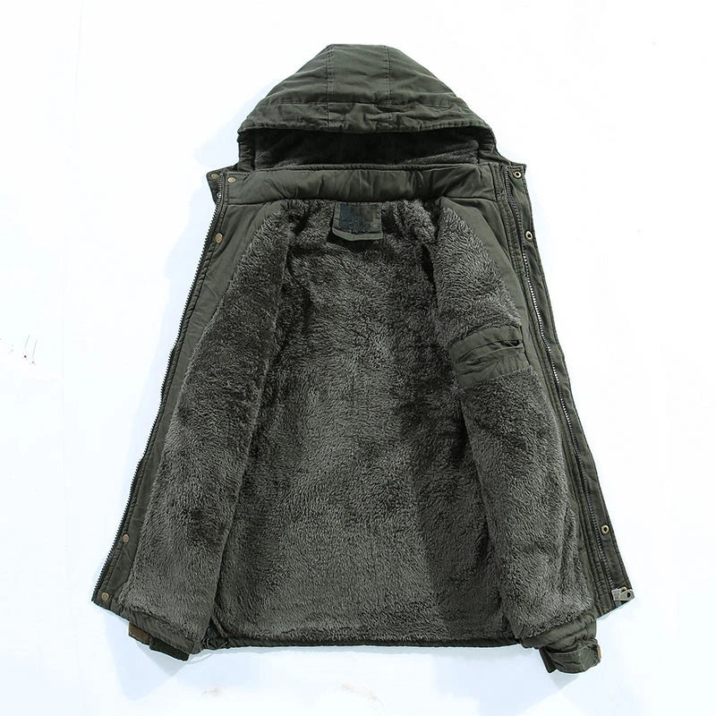 2023 Winter Men Jackets Fleece Warm Winbreaker Cotton padded Jackets Male Thicken Military Thermal Hooded jackets Clothing