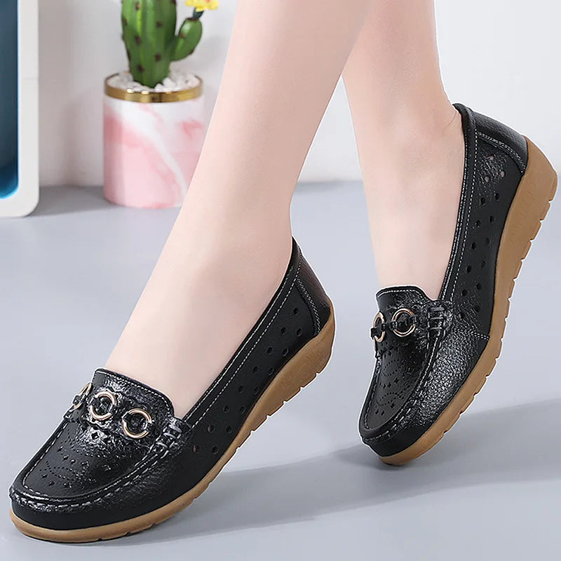 Woman Shoes Breathable Leather Shoes For Women Low Heels Casual Zapatos Mujer Elegant Heel Women's Shoes Flats Female Footwear