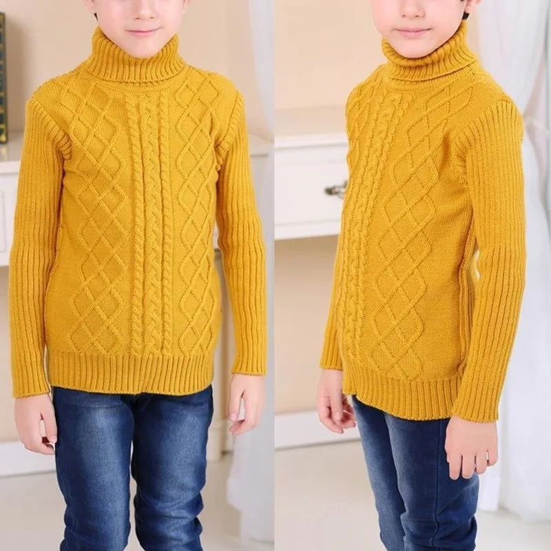 Autumn Winter Boys Clothing Teen Girls Sweater Kids Fashion Turtleneck Sweater Family Matching Pullovers Outwear Knit Clothing