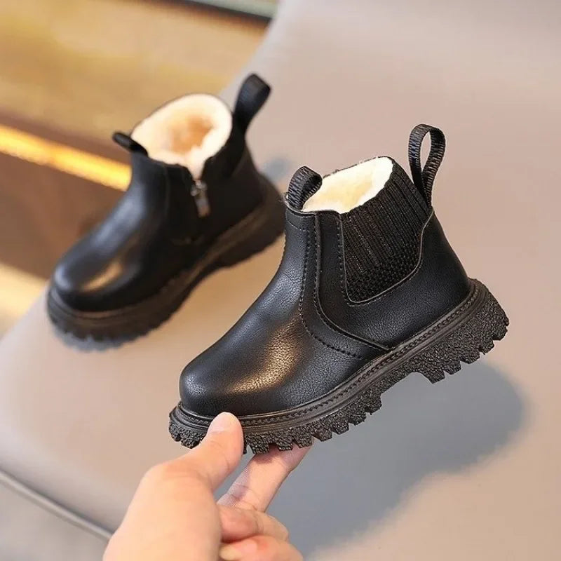 New Winter Children's Shoes 1-10 Years Old Warmer Snow Fashion Kids Boots PU Leather Boots Princess Girls Anti Slip Foot