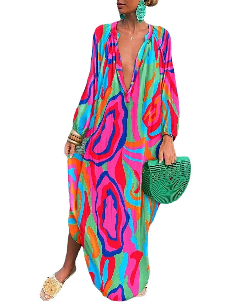 Summer Long Elegant Robe Dress 2023 Fashion Party Long Sleeve Dresses Women's Casual Sundress Vintage Dresses For Women Clothing