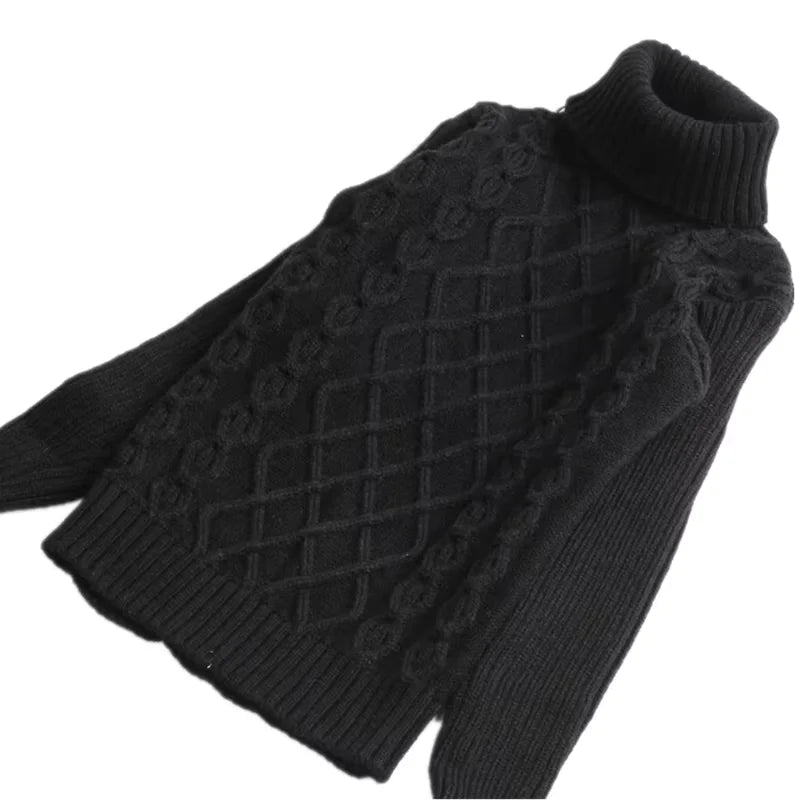 Autumn Winter Boys Clothing Teen Girls Sweater Kids Fashion Turtleneck Sweater Family Matching Pullovers Outwear Knit Clothing