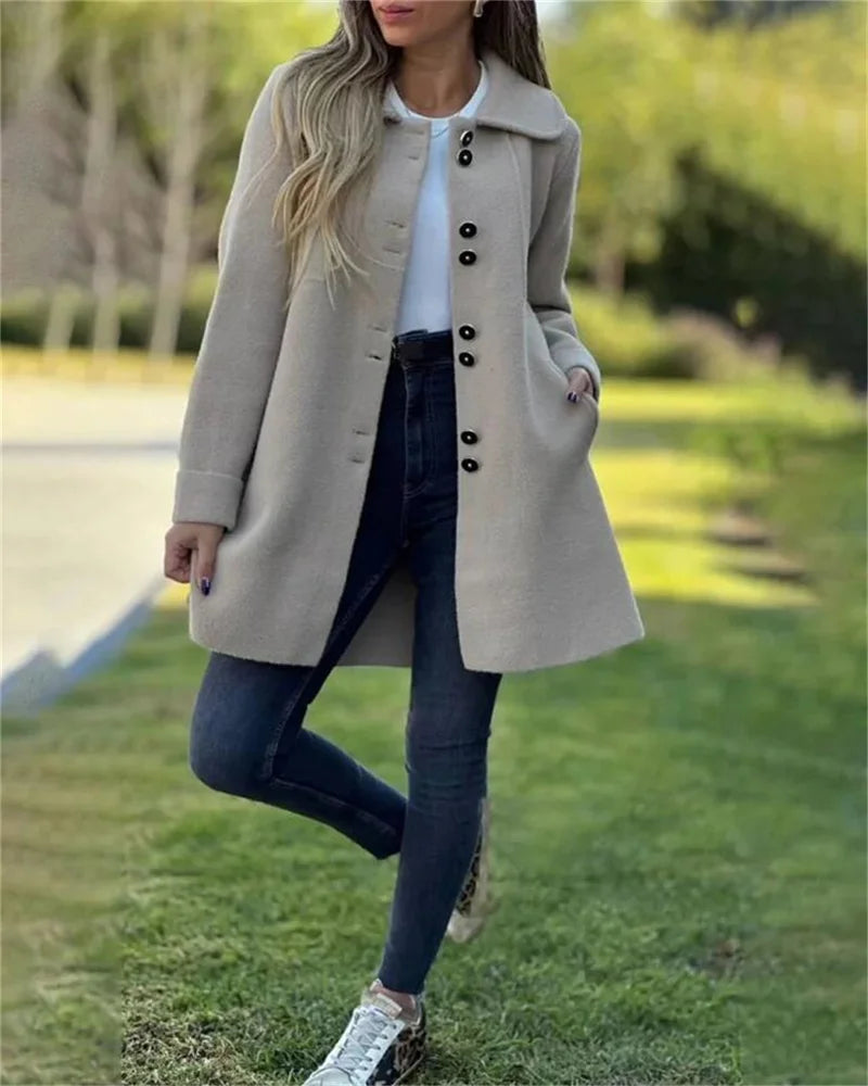 Popular autumn and winter woolen casual warm coat, single-breasted warm coat with Aolirong for autumn and winter.