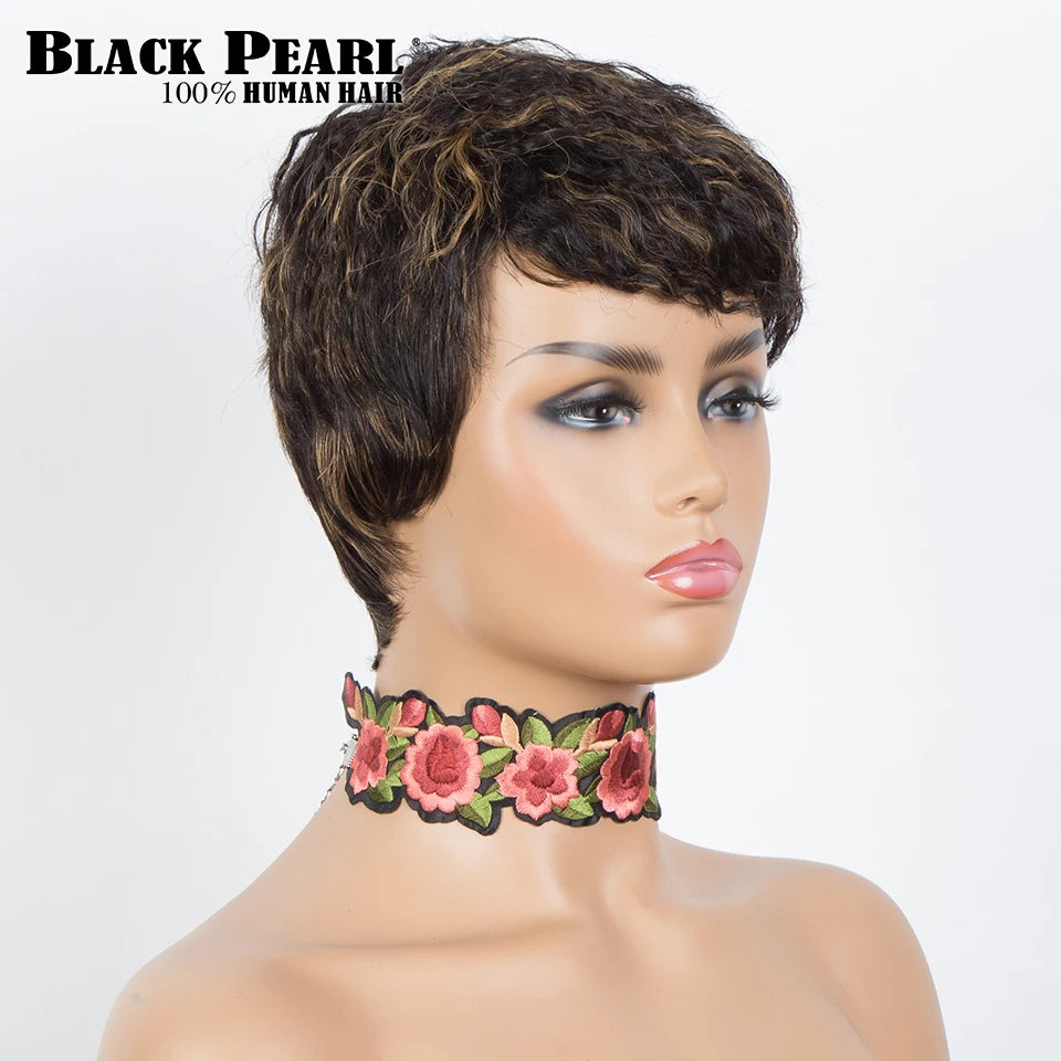 Wear to go Highlight Short Straight Bob Wig Pixie Afro Kinky Curly Bob Side Part Human Hair Wigs For Women Glueless Colored Wig