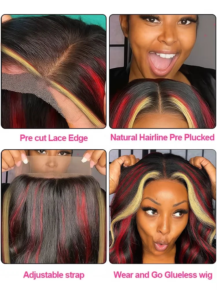 200 Density 1B/27/Red Wig 30 Inch Highlight 5x5 Glueless 99J Burgundy Body Wave Colored Transparent Lace Closure Wigs Human Hair