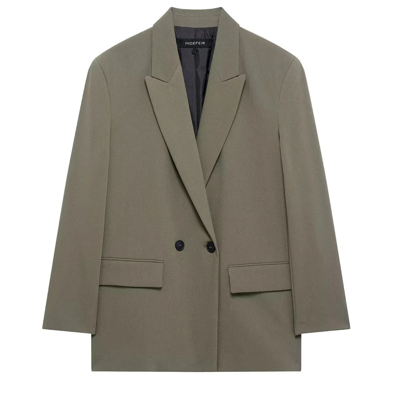 TRAF Blazers For Women Black Gray Long Blazer Woman Office Wear Long Sleeve Solid Blazer Oversized High Quality Women's Blazer