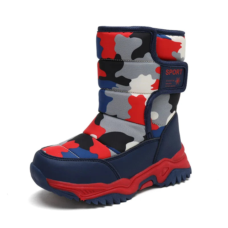 2025 Winter Children Shoes Plush Waterproof Fabric Non-Slip Girl Shoes Rubber Sole Snow Boots Fashion Warm Outdoor Boots