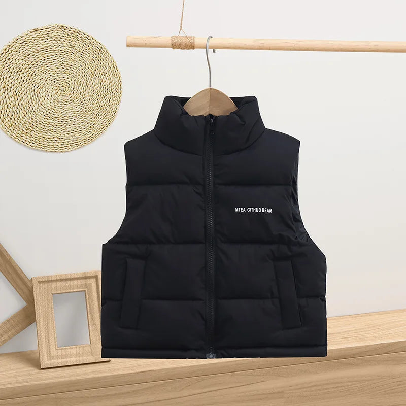 2-14 Years Winter Keep Warm Girls Vest Solid Color Thick Wastcoat For Kids Casual Children Birthday Present Down Coat