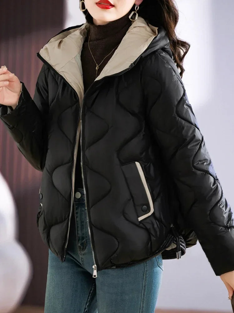 Winter Jacket Women New Outerwear Korean Clothes Women Coat Hooded Cotton Parkas Harajuku Ladies Quilted Coat Streetwear