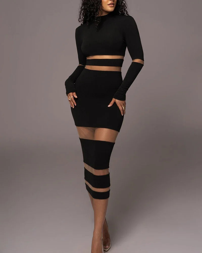 Evening Party Club Bodycon Maxi Dress for Women Spring Autumn Sexy Off Shoulder Lace Patch Long Sleeve Midi Dress