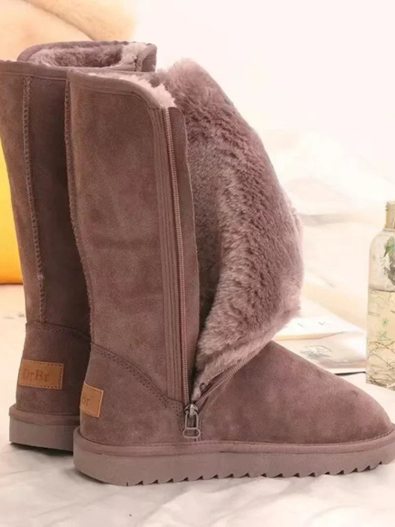 Women Classic Ladies Girls Winter Snow Boots 2024 Waterproof Warm Genuine Leather Fur Australia Plus Velvet Knee High Winter