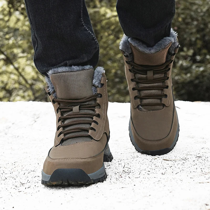 Winter Men Snow Boots For Men keep Winter Warm Fur Plus Retro hiking Boots Leisure Comfort Vintage Style mountain Boots Men shoe