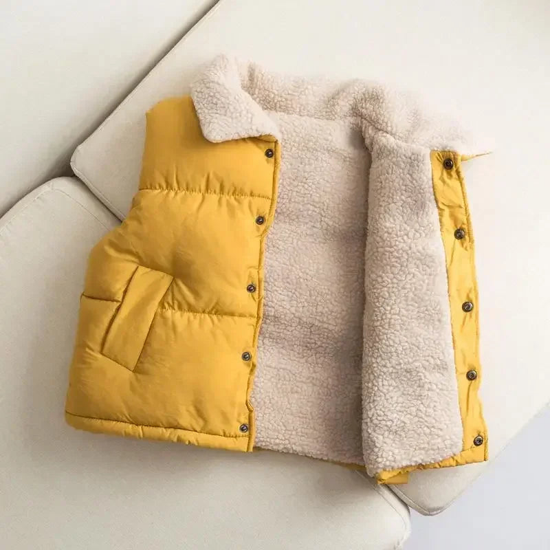 Winter Baby Kids Thick Vests Baby Girls Outerwear Plus Velvet Sleeveless Coats Boys Jackets Warm Coats Toddler Children Vest