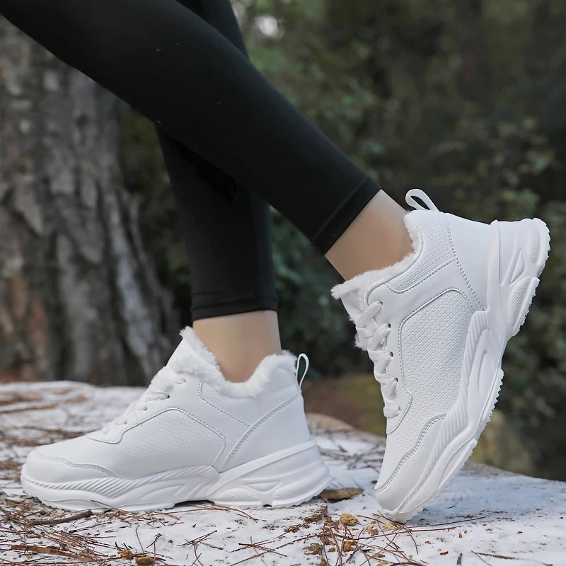 Women Snow Boots Comfortable Leather Boots For Winter 2024 Platform Ankle Boots Keep Warm Plush Winter Shoes Outdoor Short Boots