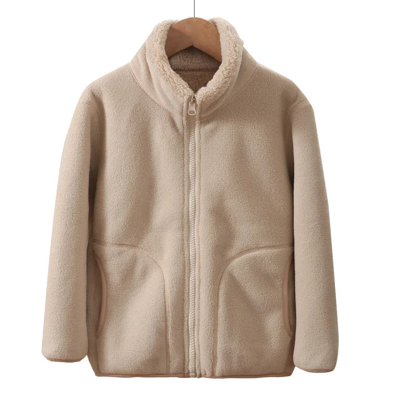 School Children's Winter Jacket Fleece Thick Warm Teenage Boys Girls Outerwear Windproof Casual Cozy Coats 18 19 20 Years Tops