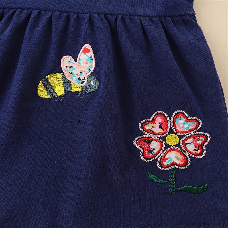Jumping Meters 2-7T Princess Girls Dresses Autumn Spring Animals Embroidery Cute Hot Selling Kids Dresses