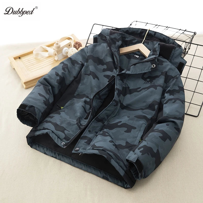 Dubbped Long Winter Coat For Children Boys Girls Jackets Overcoat Thick Kids Warm Outerwear Hooded Snowsuit Wind Proof Clothes