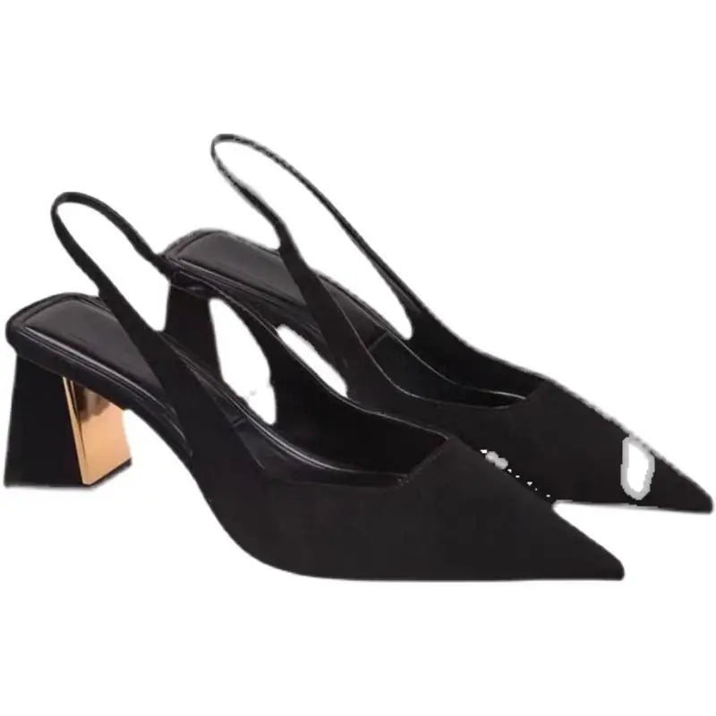 2025 Sandals Women Summer New Fashion Women's Sandals Pointed Pumps Women Shoes Office Dress Shoes Sexy Square Heel High Shoes