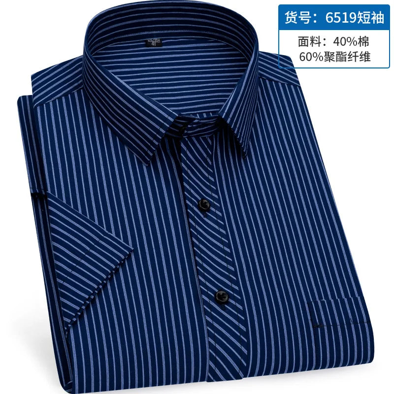 Men's short-sleeved shirt, business casual striped, thin, comfortable, versatile and simple streetwear for spring and summer