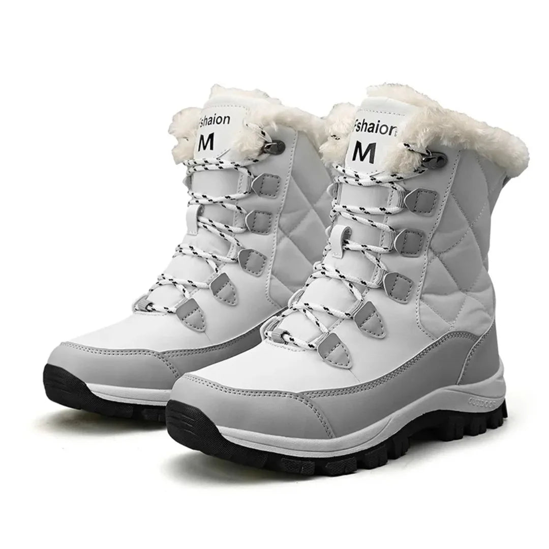 Women's new winter snow boots, with a warm midsole and thick fleece, suitable for skiing cotton shoes in large sizes