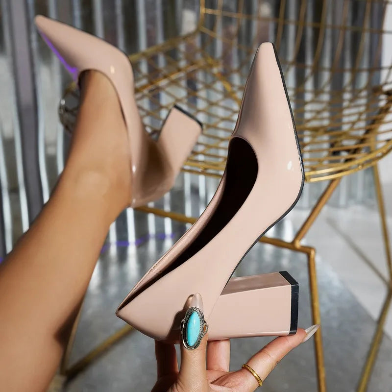 Women's Shoes 2024 Brand Slip on Women's Pumps Autumn Pointed Toe Solid Fashion Dress Shallow Mouth Elegant High Heels