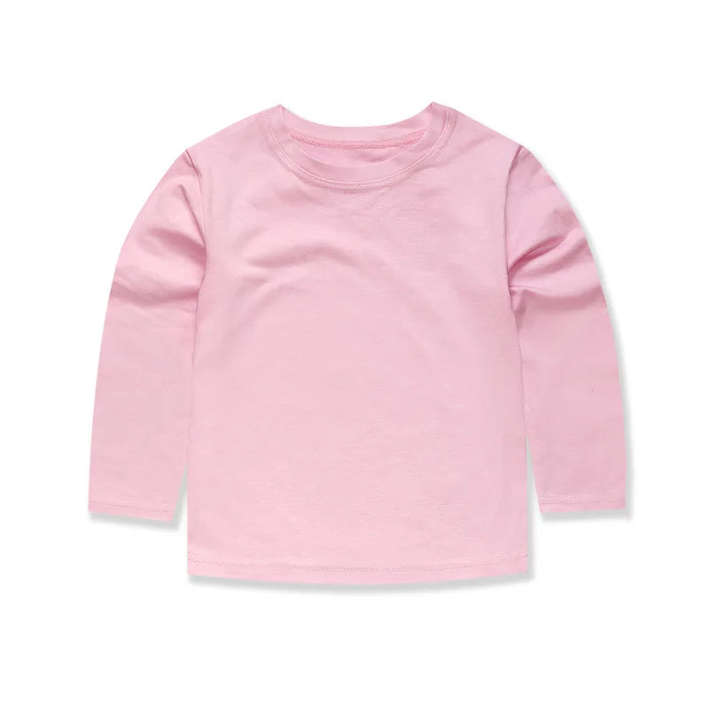 Boys T Shirts for Kids 2 to 3 4 5 6 7 8 9 10 11 12 13 14 Years 100% Cotton Spring Clothes Teenage Girls Tshirt Long Sleeve Tees