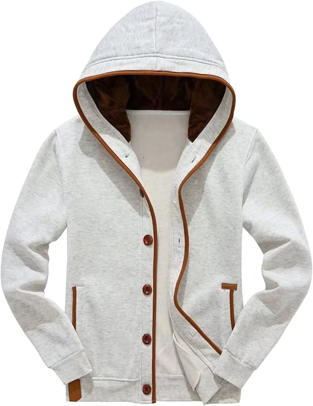 Men's Winter Soft Jackets Windbreak Coats Hooded Single Breasted Button Thick Casual Streetwear Fashion New Male Winter Clothing