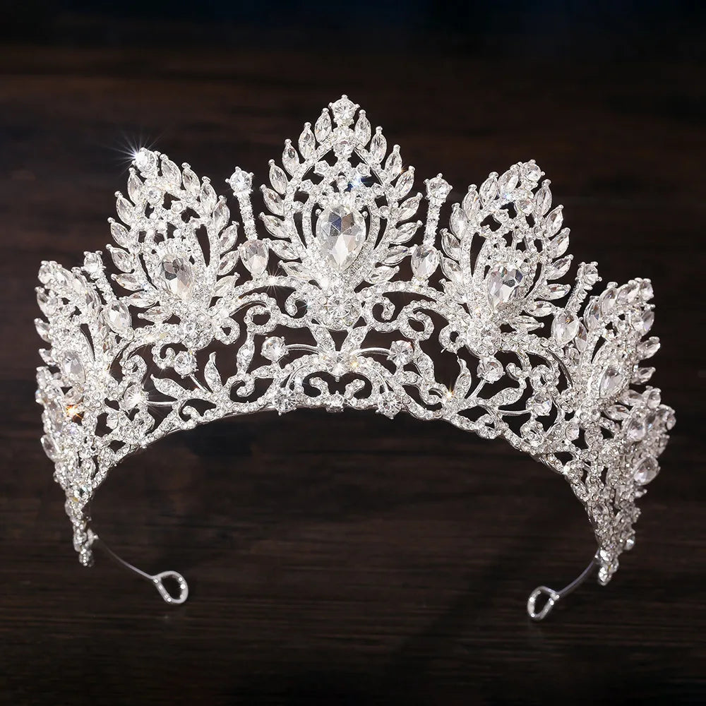 KMVEXO Baroque Queen Large Crystal Rhinestone AB Tiaras Crown Bridal Women Girl Wedding Diadem Princess Party Hair Dress Jewelry