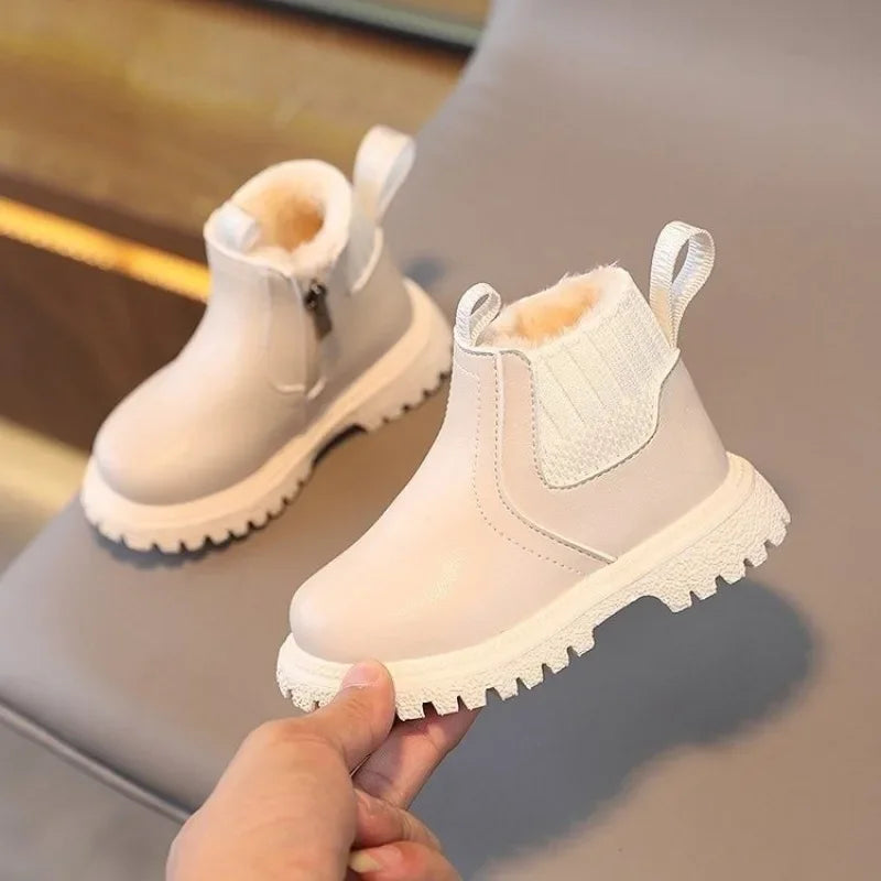New Winter Children's Shoes 1-10 Years Old Warmer Snow Fashion Kids Boots PU Leather Boots Princess Girls Anti Slip Foot