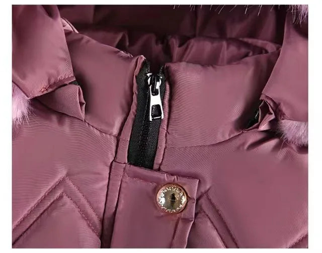 Winter Girls Princess Coat Thicken Kids Jacket Hooded Zipper Fur Collar Outerwear Keep Warm Children's Clothing 4 5 6 8 10 Years