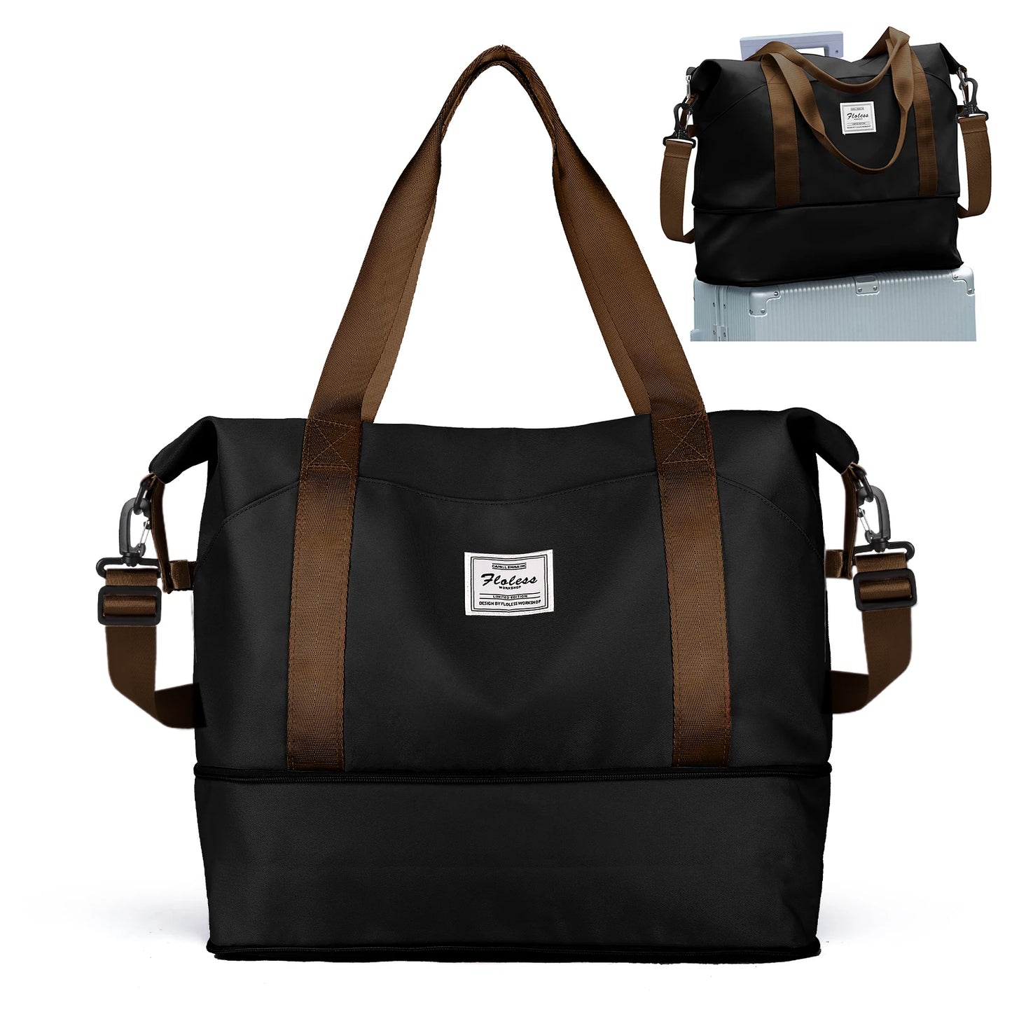 Expandable Travel Duffle Bag for Women Carry On, Weekender Overnight Shoulder Bag,Gym Tote Bag Wet Pocket Delivery Hospital Bag