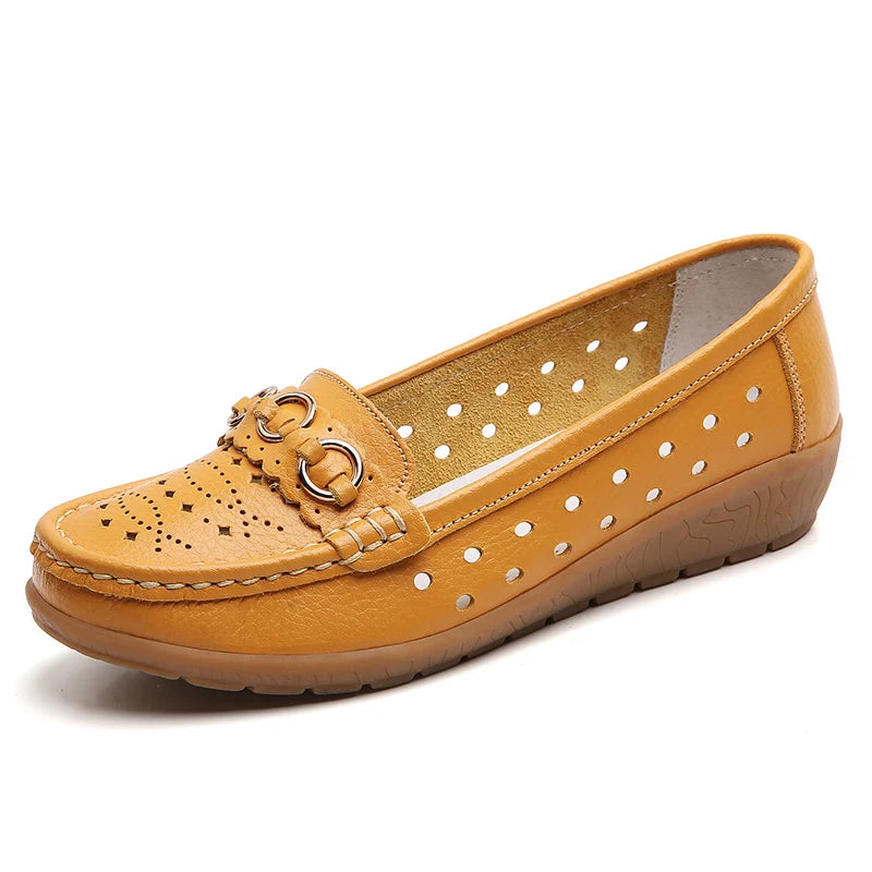 Woman Shoes Breathable Leather Shoes For Women Low Heels Casual Zapatos Mujer Elegant Heel Women's Shoes Flats Female Footwear
