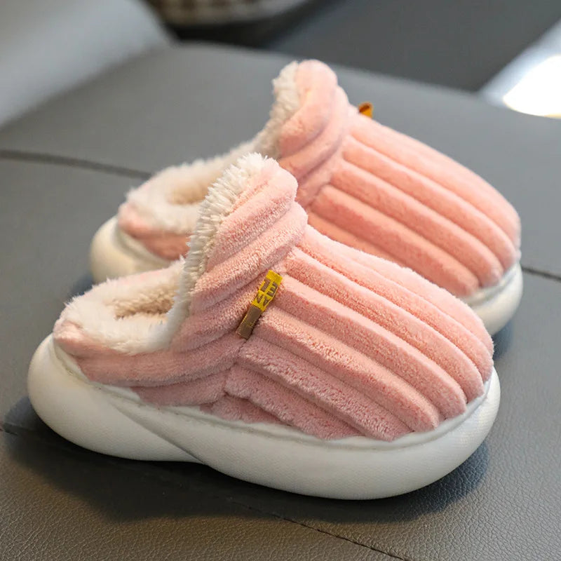 Children's Winter Plush Warm Slippers Kids Shoes Girls Boys Shoes Home Non-slip Snow Boots Student Cotton Shoes 1-10 Years