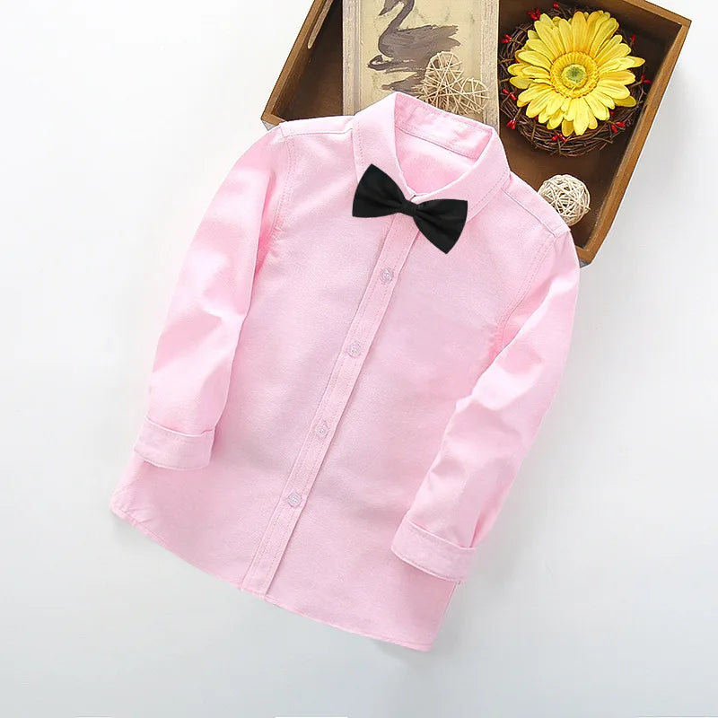 School Uniform Boys Shirts Cotton Long Sleeve Baby Toddler Teenager Party Wedding Clothes Kids Shirts For Boys Children Tops