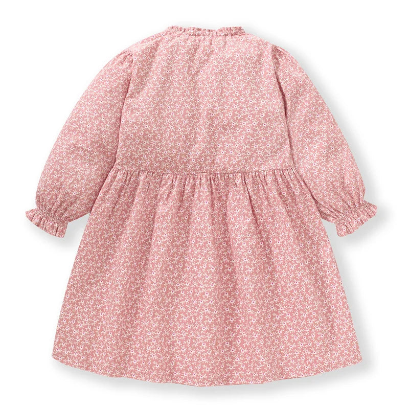 Jumping Meters Princess Girls Dresses Florals Buttons Children's Clothing Autumn Spring Baby Costume Frocks Costume