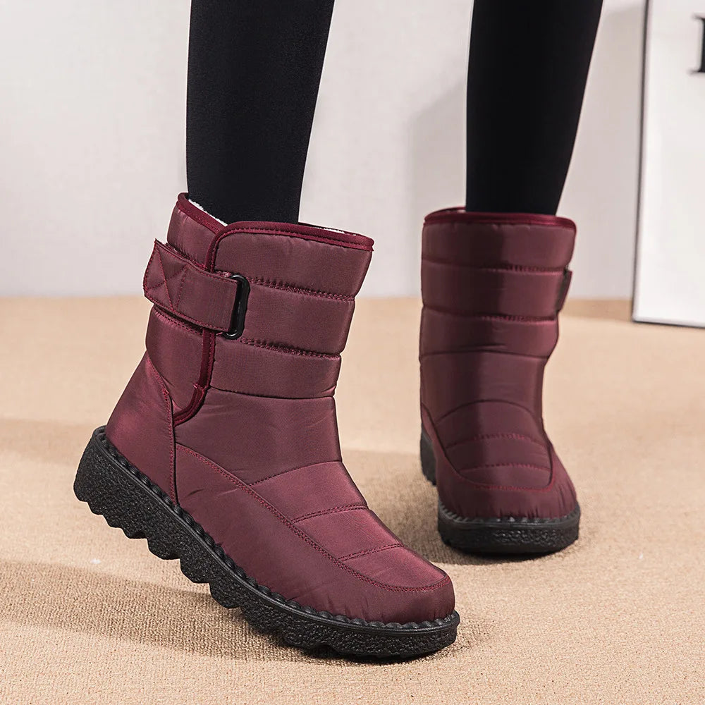 2025 Women's Snow Boots Women Winter Shoes Keep Warm Plush Fashion Ladies Outdoor Non-slip Waterproof Mid Calf Boots Femme