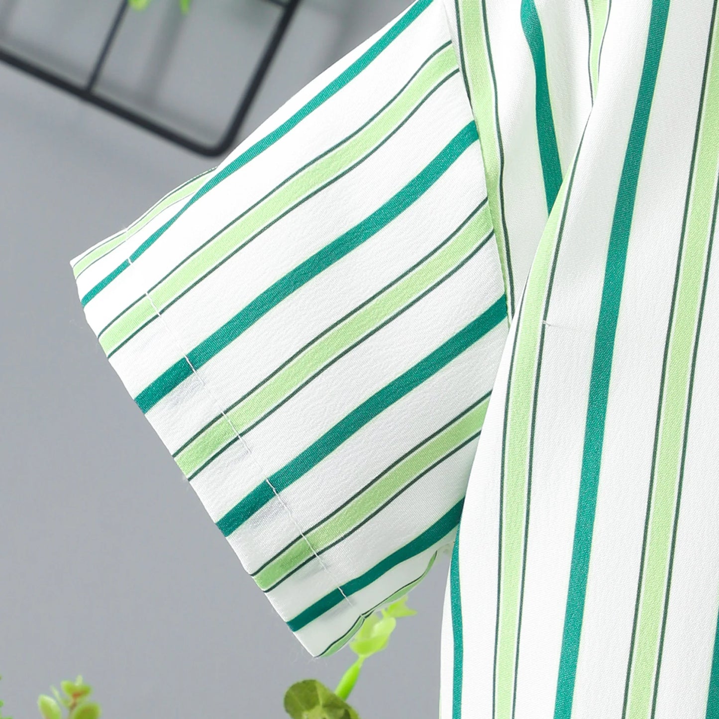 2pcs Boys Casual Striped Short Sleeve Lapel Shirt & Shorts Set, Comfy Summer Boys Clothing