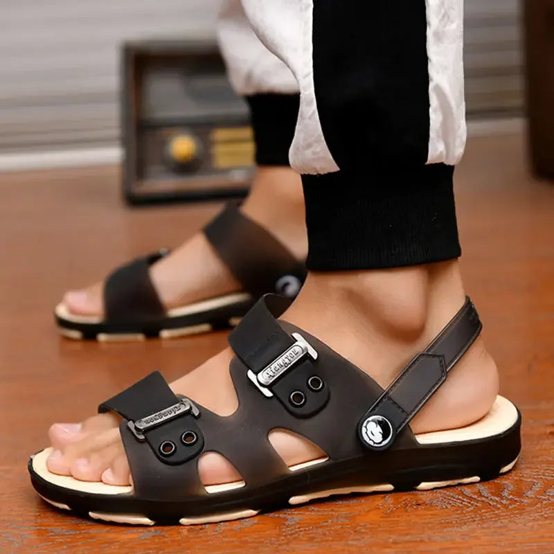 2025 Summer Sandals Men Slippers Outdoor Beach Casual Shoes Zapatos De Hombre Indoor Durable Anti Slip Peep Toe New