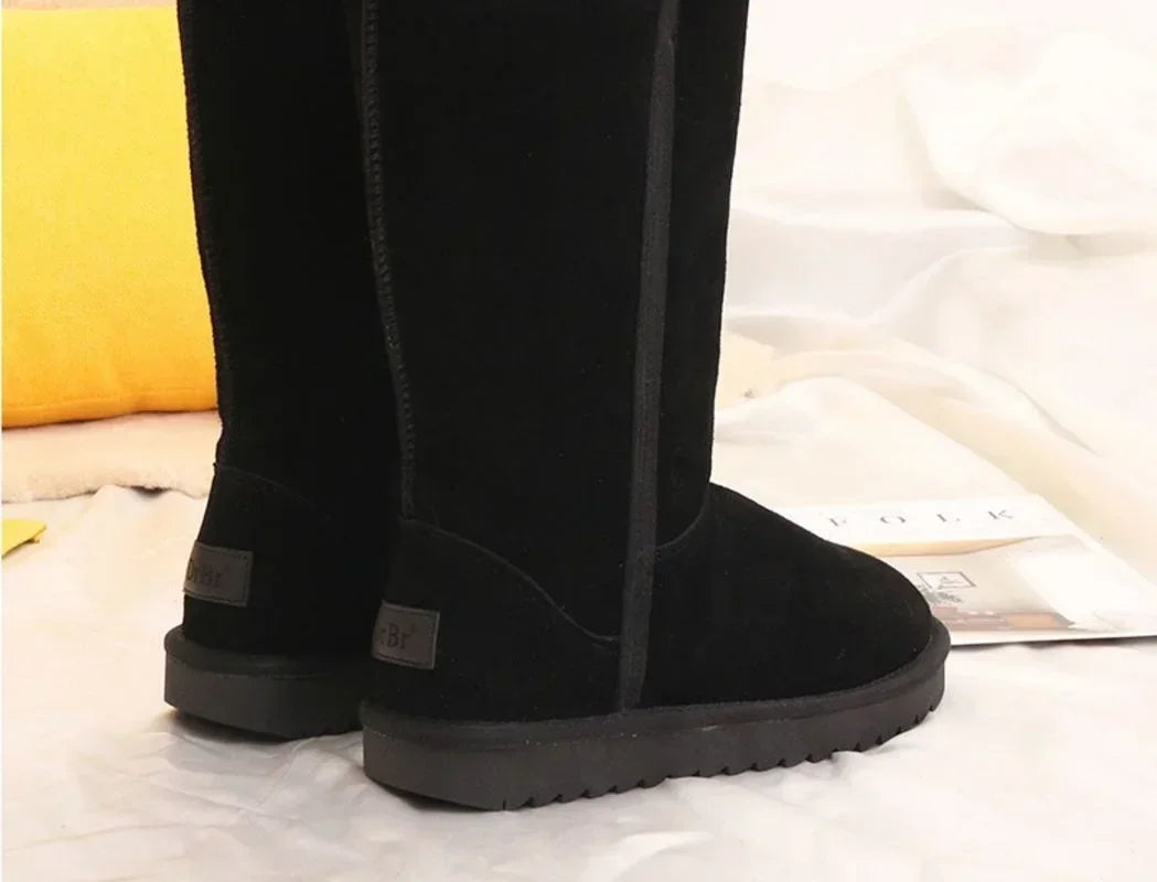 Women Classic Ladies Girls Winter Snow Boots 2024 Waterproof Warm Genuine Leather Fur Australia Plus Velvet Knee High Winter