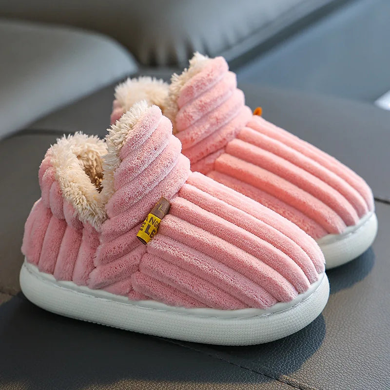 Children's Winter Plush Warm Slippers Kids Shoes Girls Boys Shoes Home Non-slip Snow Boots Student Cotton Shoes 1-10 Years