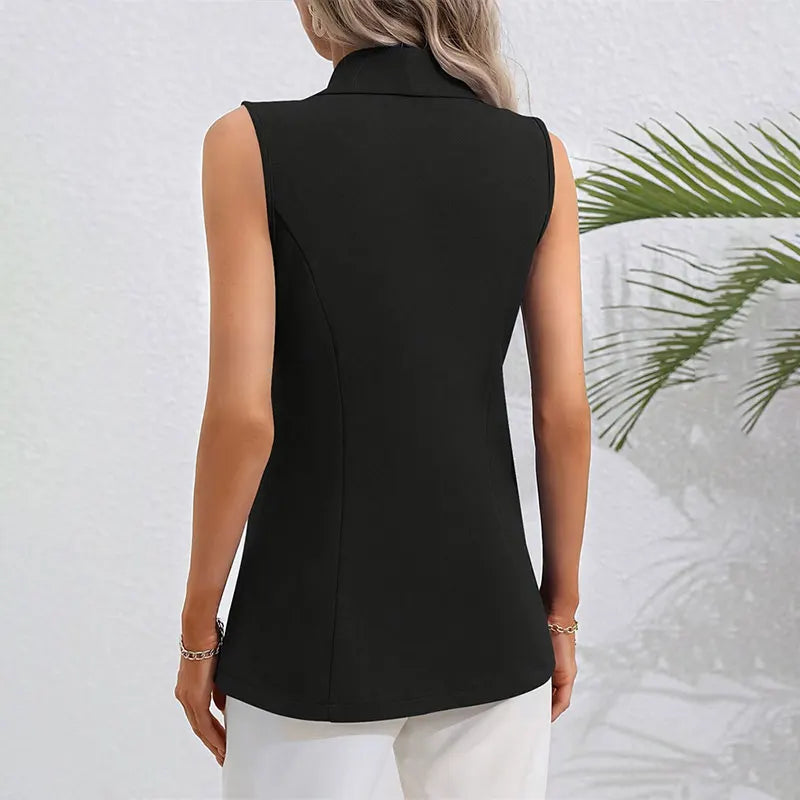 Women Fashion Solid Single Breasted Waistcoats Vest Sleeveless Jackets Female Chic Lady Tank Tops Casual Black White Pink Top