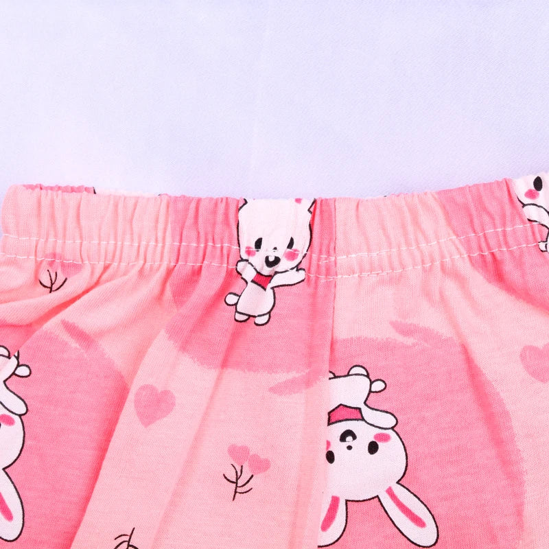 Summer Baby Girl's Short Sleeved Suit Cartoon Rabbit Cotton Children Girls Sleepwear T-shirt+shorts 2Pcs Kids Sets Pyjamas 