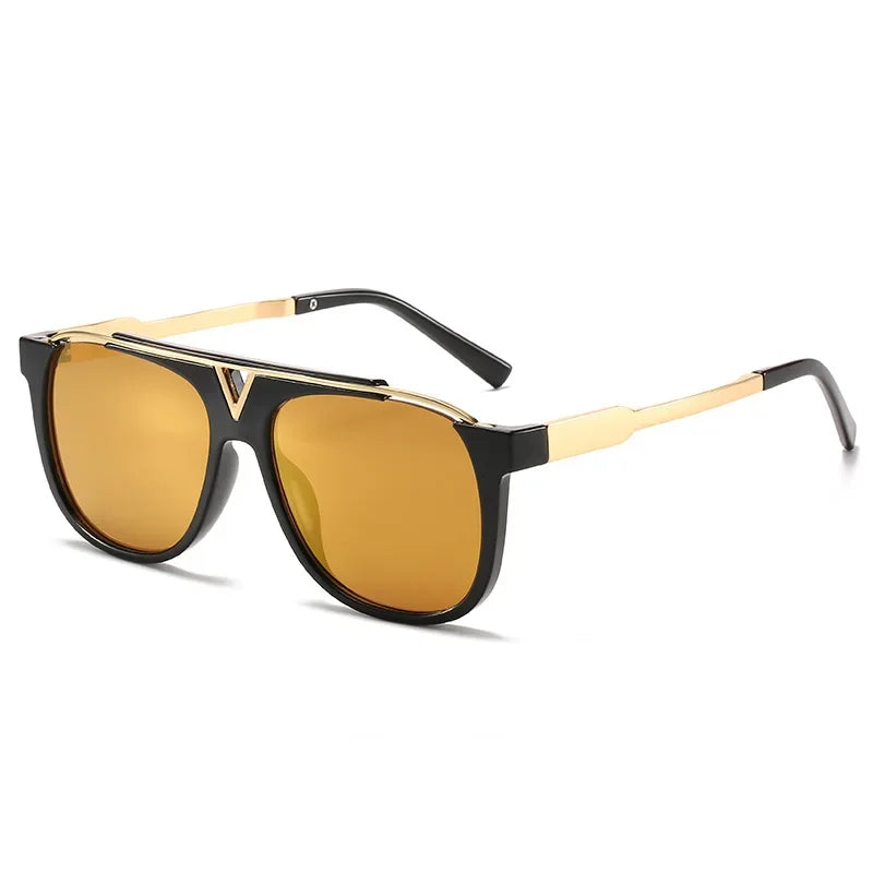Popular Fashion Men Sunglasses Square Metal Combination Frame Anti-UV400 Lens