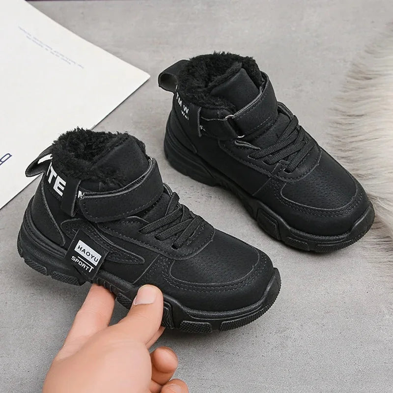 2025 Winter New Children's Boots Boys Plus Cashmere Thicken Warm Snow Boots Girls Fashion Non-slip Outdoor Boots Student Shoes
