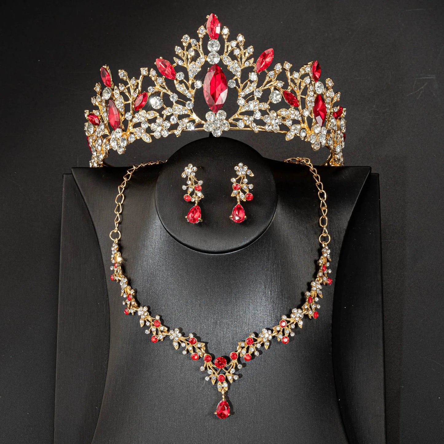 High Quality Fashion Crystal Wedding Bridal Jewelry Sets Women Bride Tiara Crowns Earring Necklace Wedding Jewelry Accessories
