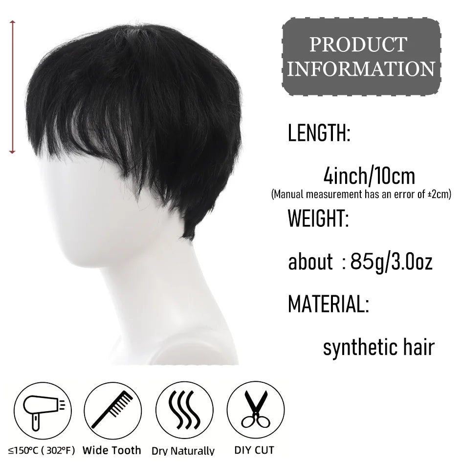 Synthetic wigs for men broken cap 10cm short straight hair slightly curly blonde color wig ponytail cosplay Christmas gifts